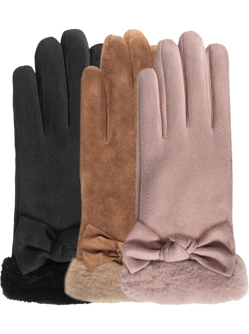 Guantes táctil, cálido, forrado de imitación de piel, talla única mujer isotoner - Kiabi