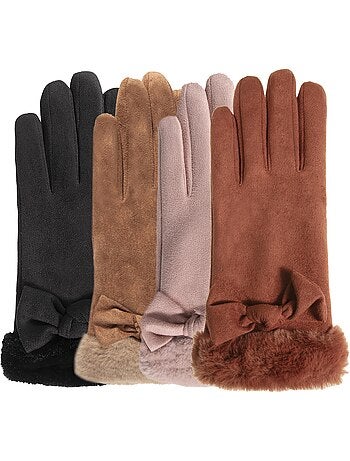 Guantes táctil, cálido, forrado de imitación de piel, talla única mujer Isotoner