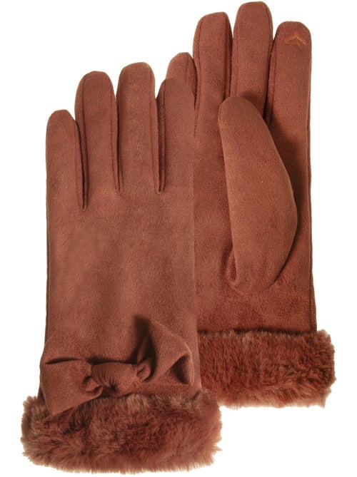 Guantes táctil, cálido, forrado de imitación de piel, talla única mujer Isotoner - Kiabi