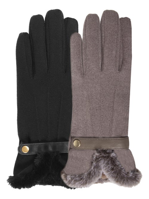 Guantes táctil, cálido, forrado de imitación de piel, talla única mujer Isotoner - Kiabi