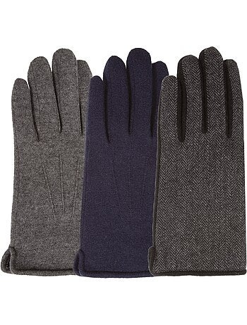 Guantes táctil de lana, forrado de imitación de micropiel hombre isotoner