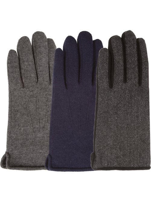 Guantes táctil de lana, forrado de imitación de micropiel hombre isotoner - Kiabi