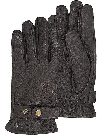 Guantes táctil, en cuero de cabra con forro de imitación de micropiel hombre isotoner