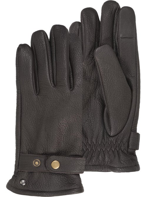 Guantes táctil, en cuero de cabra con forro de imitación de micropiel hombre isotoner - Kiabi