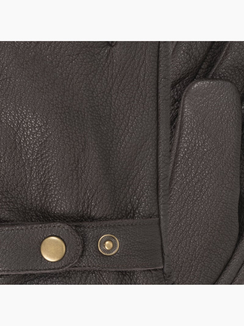 Guantes táctil, en cuero de cabra con forro de imitación de micropiel hombre isotoner Marrón - Kiabi