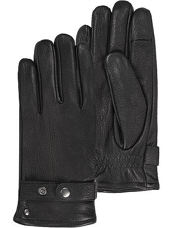 Guantes táctil, en cuero de cabra con forro de imitación de micropiel hombre isotoner