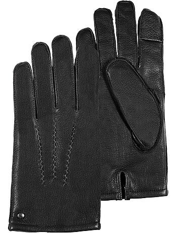 Guantes táctil, en cuero de cabra con forro de imitación de micropiel hombre isotoner