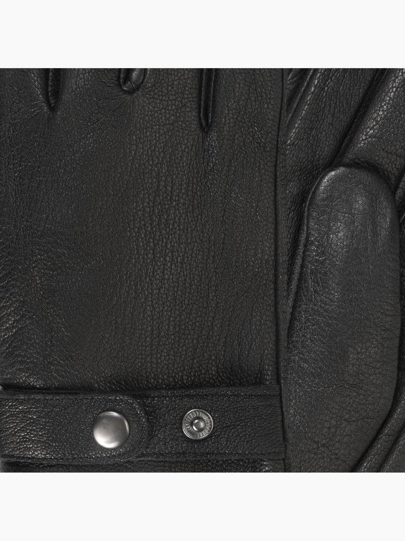 Guantes táctil, en cuero de cabra con forro de imitación de micropiel hombre Negro - Kiabi