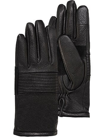 Guantes táctil, en cuero de cabra con forro de imitación de micropiel mujer isotoner