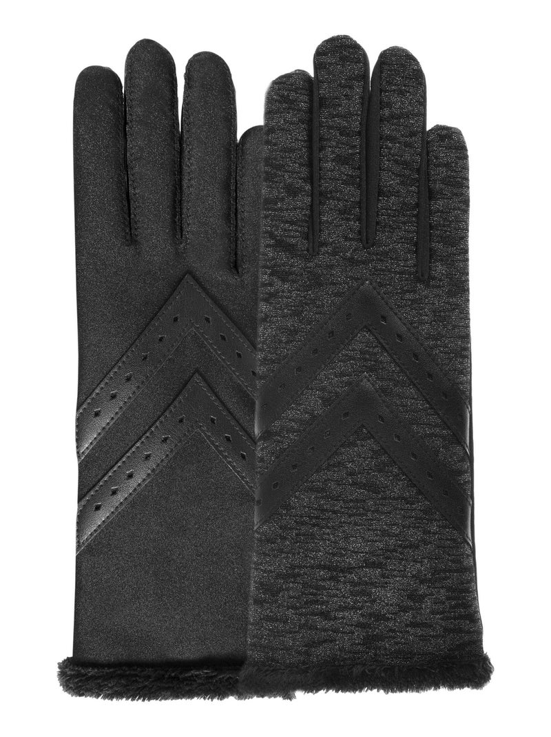 Guantes táctil en tejido reciclado, Forrado cálido, Talla única mujer Isotoner Negro - Kiabi