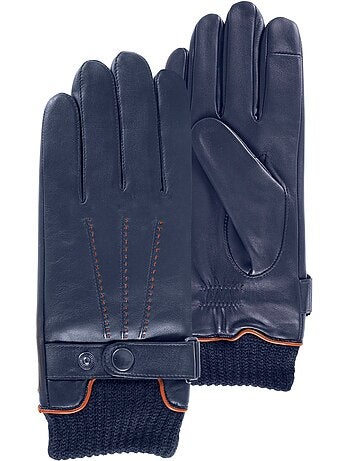Guantes táctiles, de cuero de cordero de grano completo, con forro polar hombre isotoner