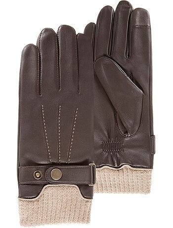 Guantes táctiles, de cuero de cordero de grano completo, con forro polar hombre isotoner