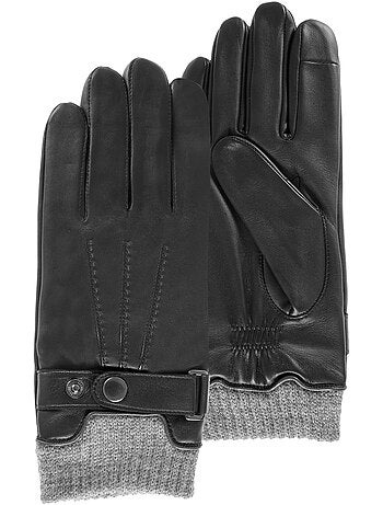 Guantes táctiles, de cuero de cordero de grano completo, con forro polar hombre isotoner