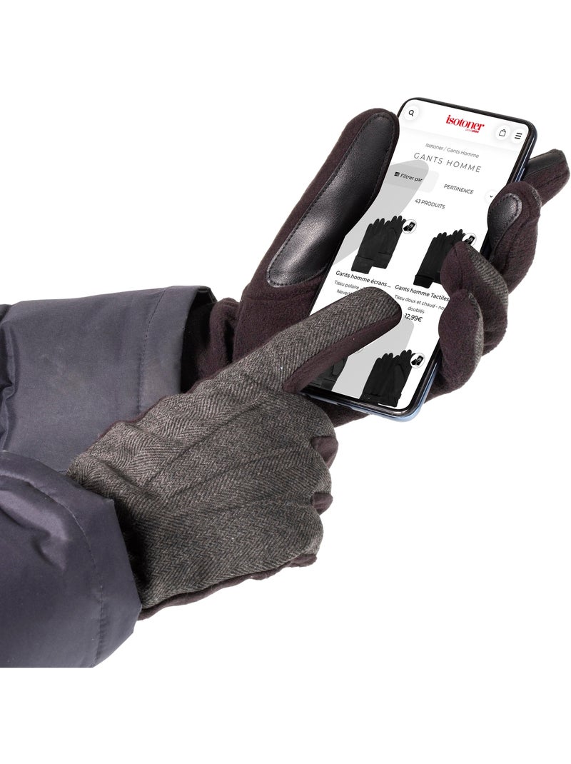 Guantes Táctiles de vellón reciclado - forro flexible hombre Isotoner Negro - Kiabi