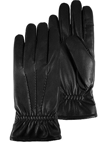 Guantes tactiles en cuero de cabra - forrados con micro piel sintética hombre isotoner