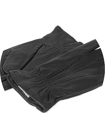 Guantes tactiles en cuero de cabra - forrados con micro piel sintética hombre isotoner
