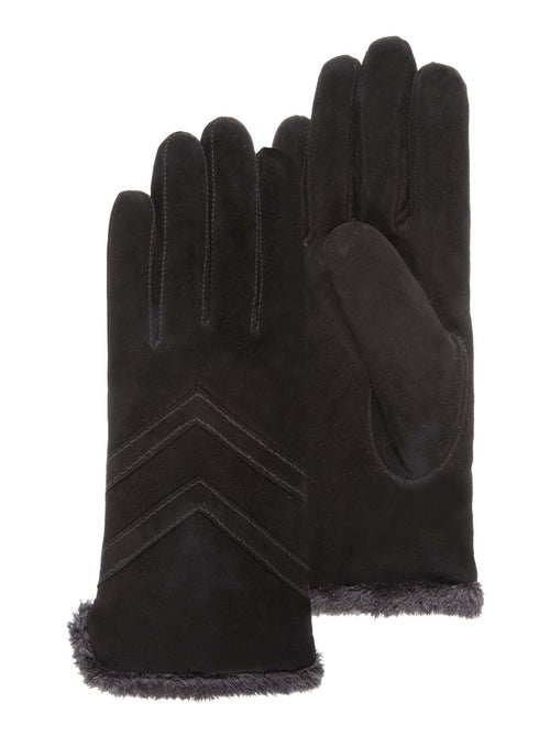 Guantes Tactiles en cuero de cabra ante - forrados con micro piel mujer Isotoner - Kiabi