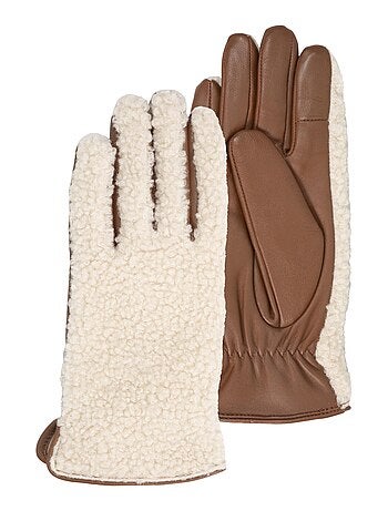 Guantes Tactiles en piel de cordero plena flor - Forrado cálido mujer Isotoner