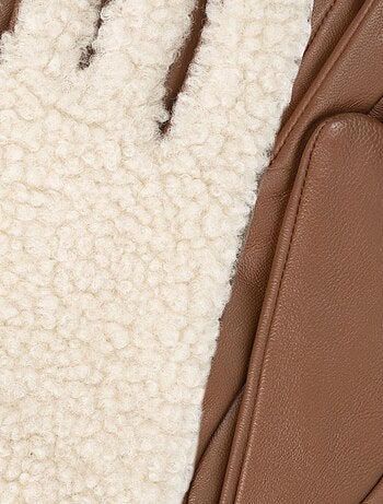 Guantes Tactiles en piel de cordero plena flor - Forrado cálido mujer Isotoner