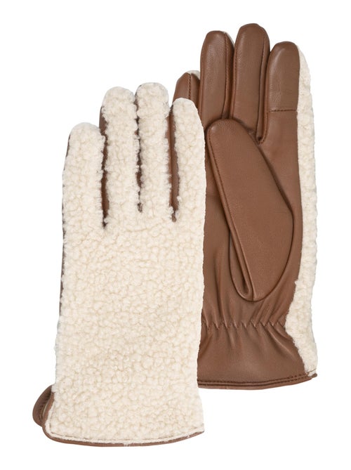 Guantes Tactiles en piel de cordero plena flor - Forrado cálido mujer Isotoner - Kiabi