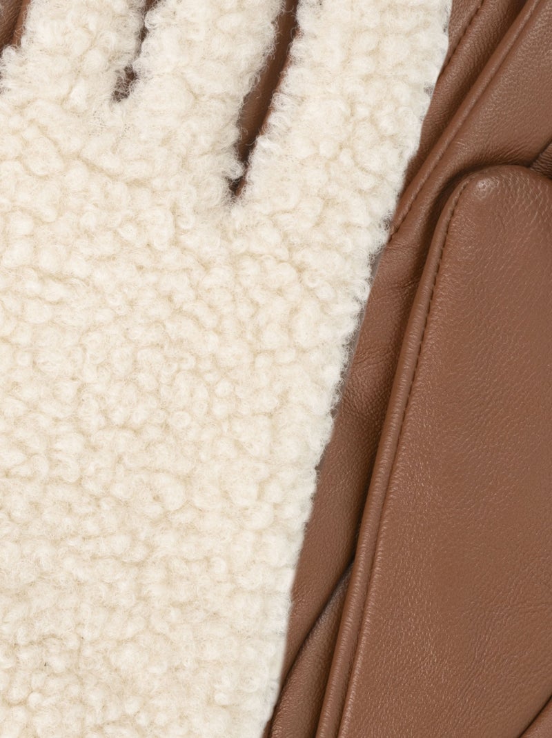 Guantes Tactiles en piel de cordero plena flor - Forrado cálido mujer Isotoner Cognac - Kiabi
