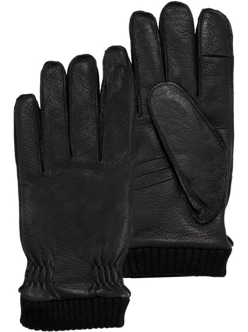 Guantes tatciles, en cuero de cabra, con forro de imitación de micropiel hombre isotoner - Kiabi