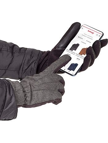 Guantes tejido bimaterial/tejido polar táctil - forro flexible hombre isotoner