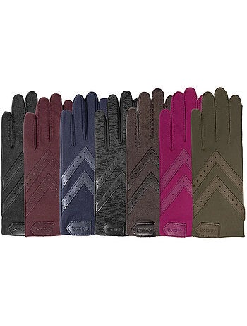 Guantes tejido elástico reciclado táctil, resistente al agua, no forrado, mujer