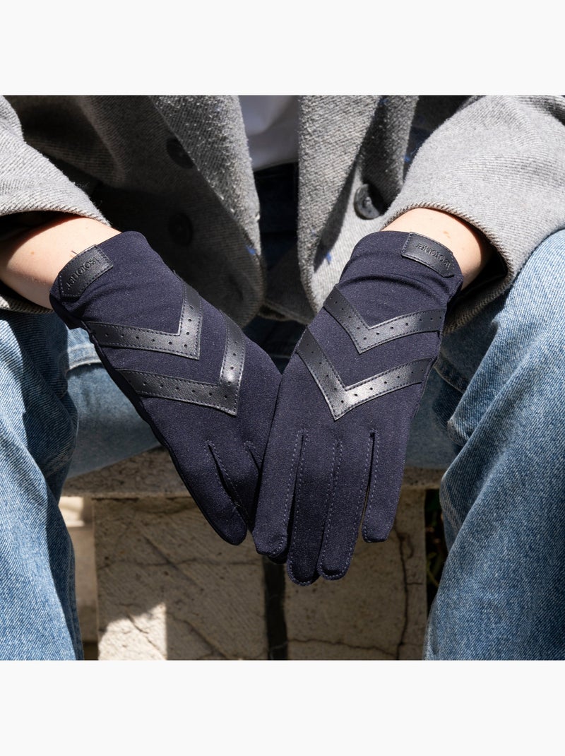 Guantes tejido elástico reciclado táctil, resistente al agua, no forrado, mujer Azul noche - Kiabi
