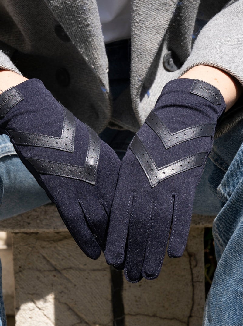 Guantes tejido elástico reciclado táctil, resistente al agua, No forrado, mujer Isotoner Azul noche - Kiabi