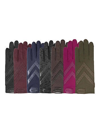 Guantes tejido elástico reciclado táctil, resistente al agua, No forrado, mujer Isotoner