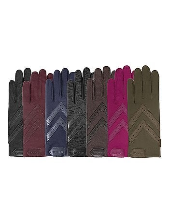 Guantes tejido elástico reciclado táctil, resistente al agua, No forrado, mujer Isotoner