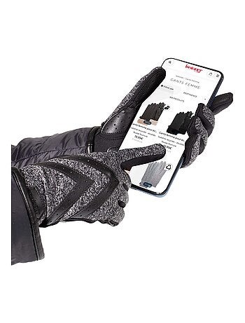 Guantes tejido polar reciclado, táctil e impermeable, No forrado mujer Isotoner