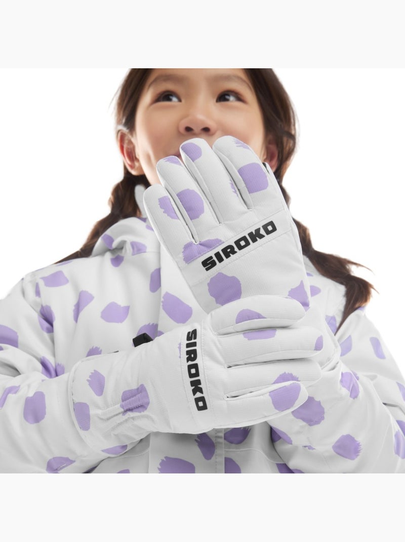 Guantes térmicos esquí niños esquí y nieve niños y niñas doodle Blanco - Kiabi