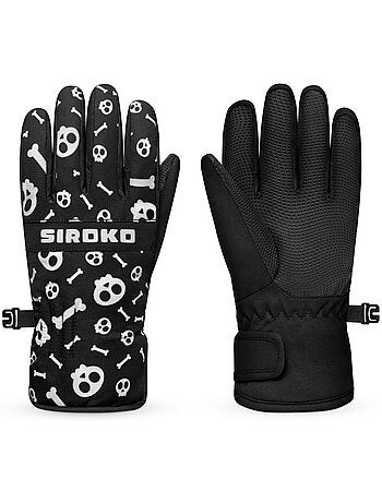 Guantes térmicos esquí niños esquí y nieve niños y niñas skull