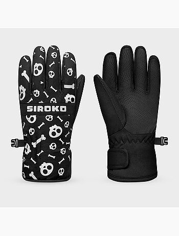 Guantes térmicos esquí niños esquí y nieve niños y niñas skull