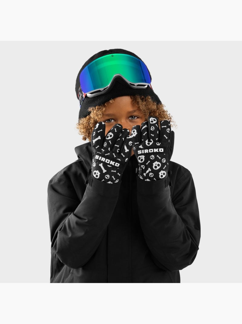 Guantes térmicos esquí niños esquí y nieve niños y niñas skull Negro - Kiabi