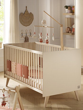 Guardería convertible Mélinée, cama convertible 140x70 y cambiador de 3 cajones - Roble - SAUTHON