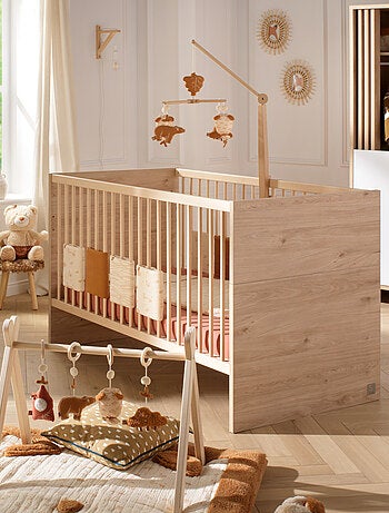 Guardería convertible Tokio, Cama convertible 140x70 y Cómoda Claustra - Chêne - SAUTHON
