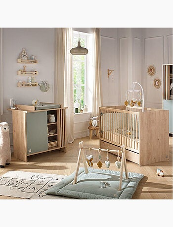 Guardería Tokyo completa, cama 120x60cm y cómoda Claustra - Chêne - SAUTHON