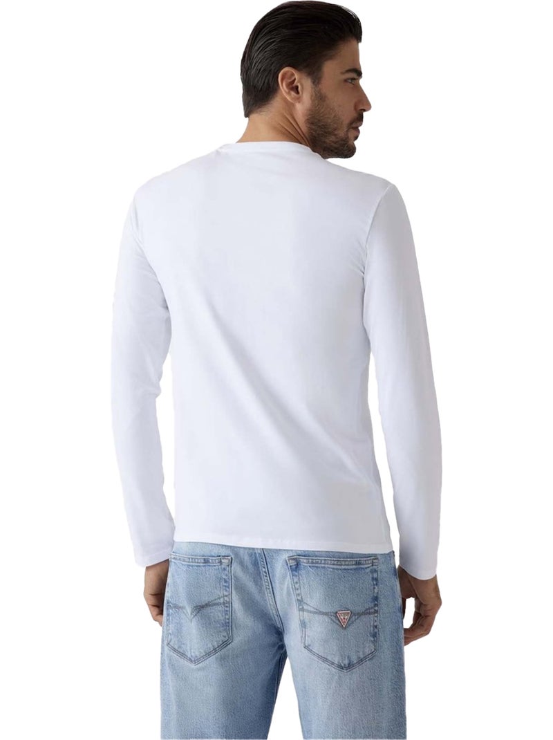 Guess - Camiseta de Manga Larga para Hombre Blanco - Kiabi
