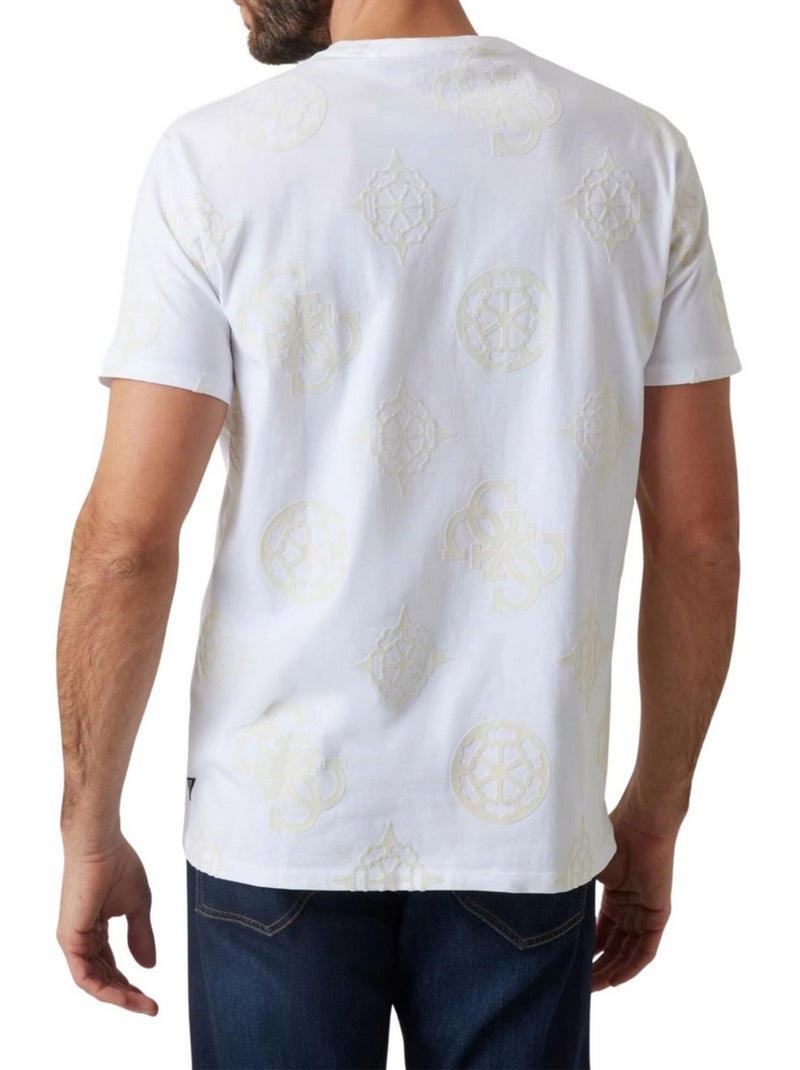 Guess - Camiseta Diseño Logo Repetido para Hombre Blanco - Kiabi