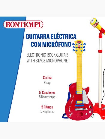 Guitarra eléctrica de juguete 55 cm c/micrófono de pie bontempi