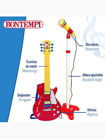 Guitarra eléctrica de juguete 55 cm c/micrófono de pie bontempi