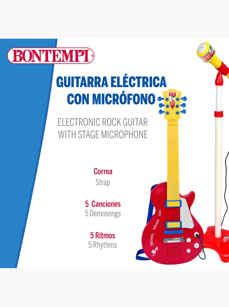 Guitarra eléctrica de juguete 55 cm c/micrófono de pie bontempi N/D - Kiabi