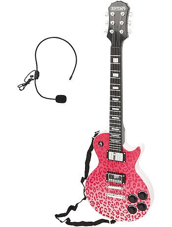 Guitarra electrónica para niños animal print 69 cm con micrófono de diadema bontempi