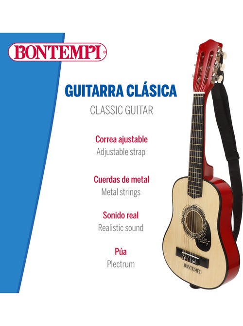 Guitarra juguete clásica de madera 75 cm con correa bontempi - Kiabi Guitarra juguete clásica de madera 75 cm con correa bontempi - Kiabi