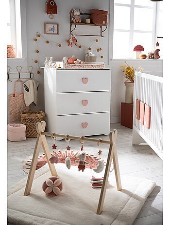 Habitación completa para bebé Basic, cama de 120 x 60 con barandillas, cómoda con - BABYPRICE