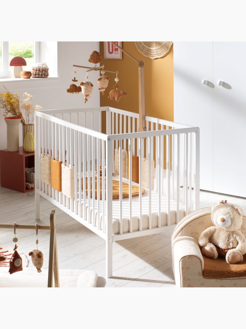 Habitación completa para bebé Basic, cama de 120 x 60 con barandillas, cómoda con - BABYPRICE Blanco Rosa - Kiabi