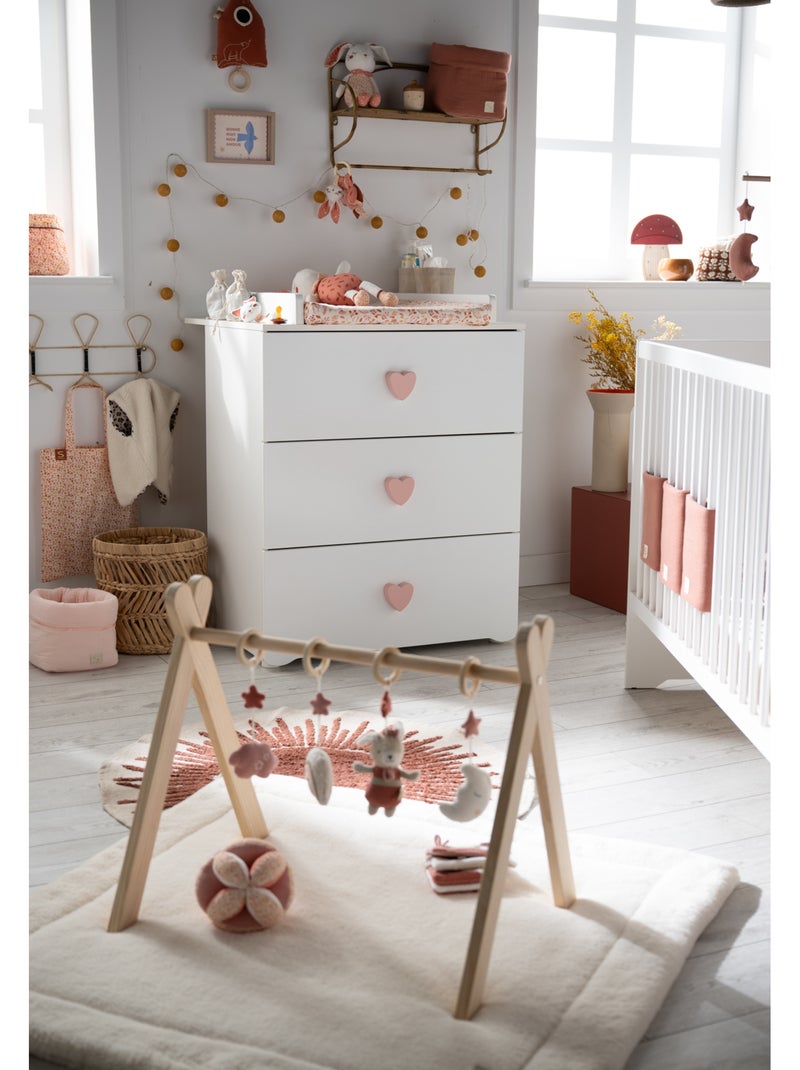 Habitación completa para bebé Basic, cama de 120 x 60 con barandillas, cómoda con - BABYPRICE Blanco Rosa - Kiabi